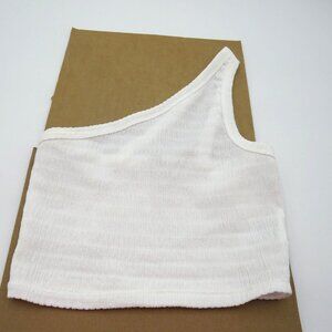 American Eagle Shirt Womens Size Small White One Shoulder Ribbed Crop Top‎ New